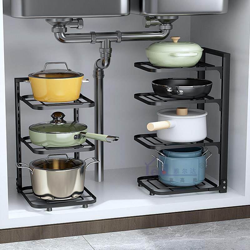 厨房锅架多层置物架窄夹缝架台面墙角放锅具下水槽整体橱柜内分层
