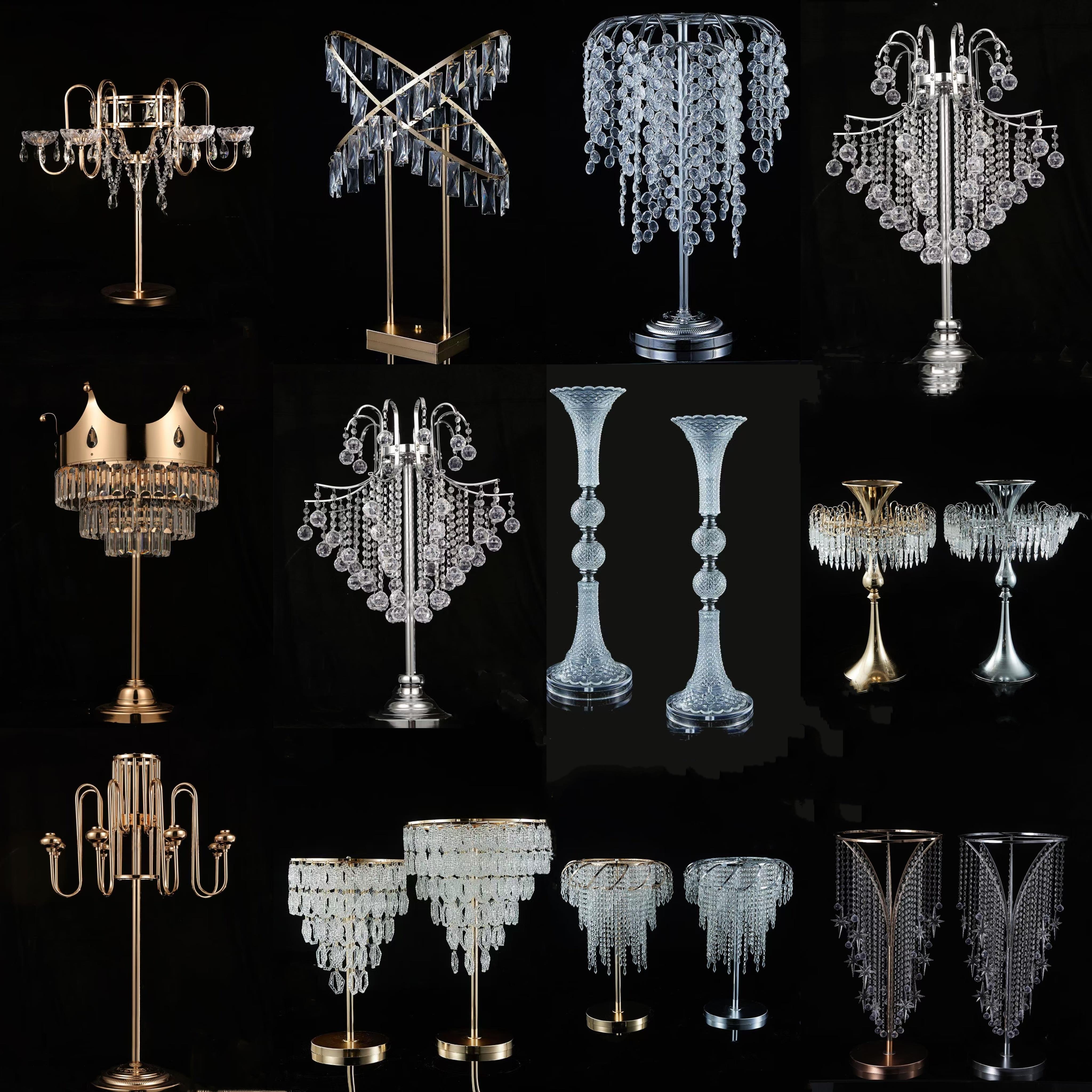 新款婚庆道具亚克力冰条桌花器婚礼堂桌面插花花器装饰铁艺摆件