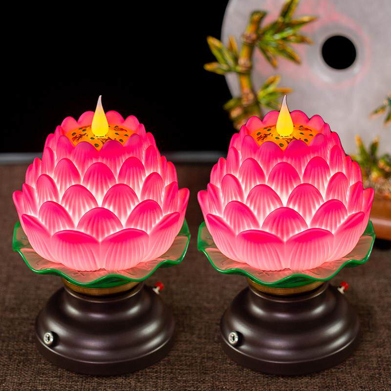 电子火焰蜡烛灯荷花灯电烛灯莲花灯长明灯插电充电LED灯家用室内