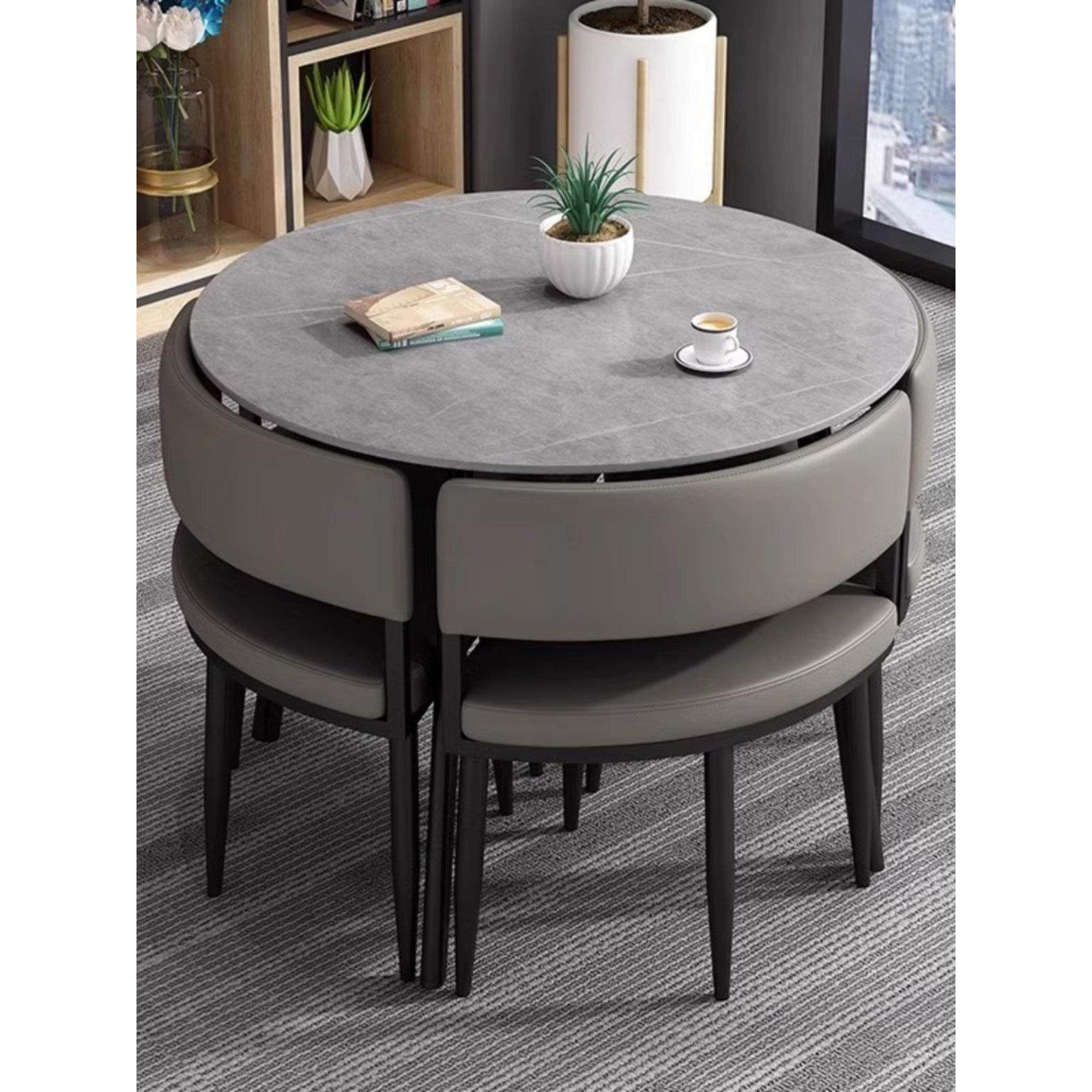 轻奢岩板洽谈桌椅组合小户型家用休闲餐桌网红办公室接待小圆桌椅,住宅家具,岩板餐桌,淘宝优惠券,粉丝福利购,淘宝优惠卷