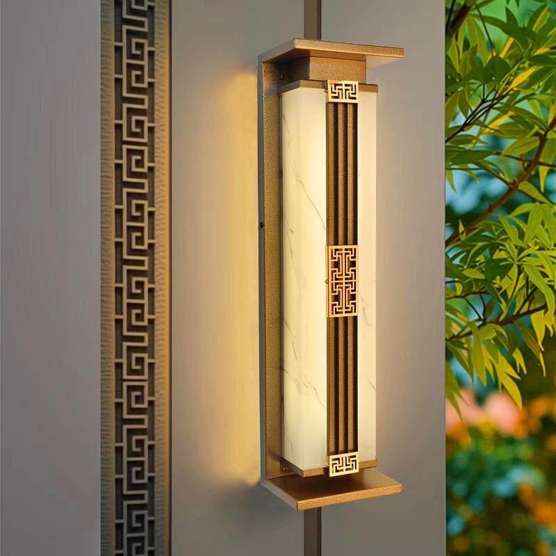 仿云石太阳能户外壁灯 IP55防水简约现代 5年保固长条柱灯