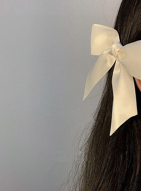 2pcs Black White Ribbon Hair Bows Clips Vintage Bowknot Side