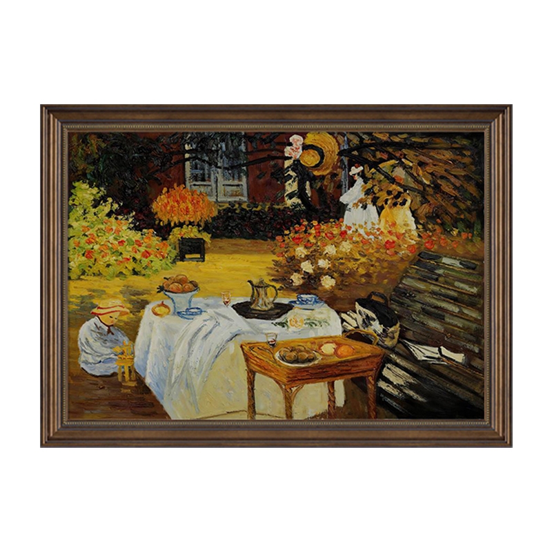 莫奈世界名画美式装饰画风景餐厅挂画背景墙壁画吃饭厅印象派油画图片