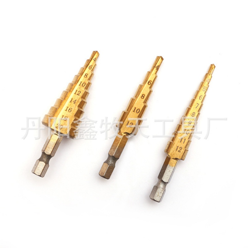 电商公制 英制 小3pc布袋六角柄宝塔钻头阶梯钻三件套