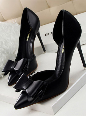 2022 Fashion cate Sweet Bowknot High Heel Shoes Side Hollow