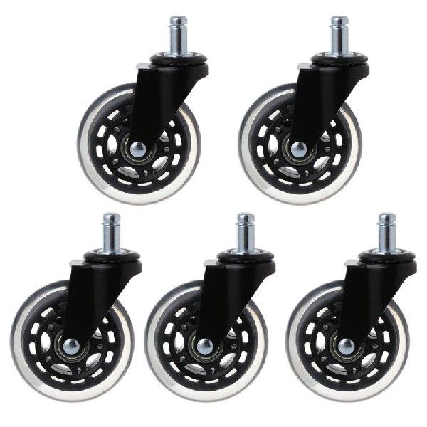 5Pcs 11x22mm Office Chair Wheels Wivel Rubber Caster Wheel