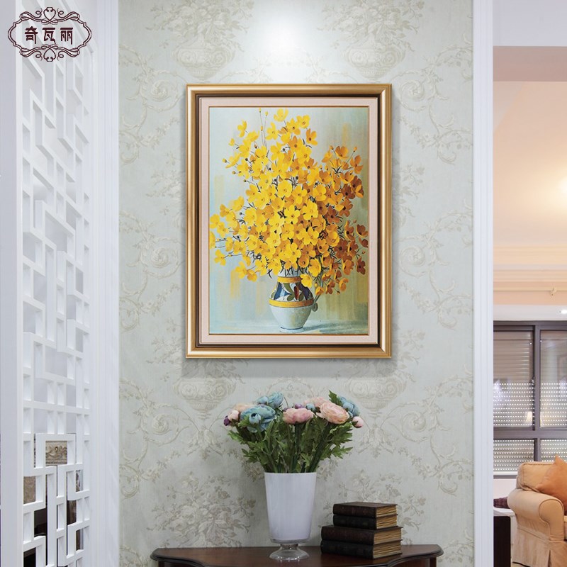 玄关装饰画玄幻温馨花卉玄关画欧式竖版走廊过道歺厅挂画现代简约图片