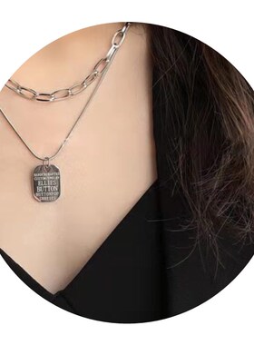 Double letters party CARDS with titanium steel necklaces can