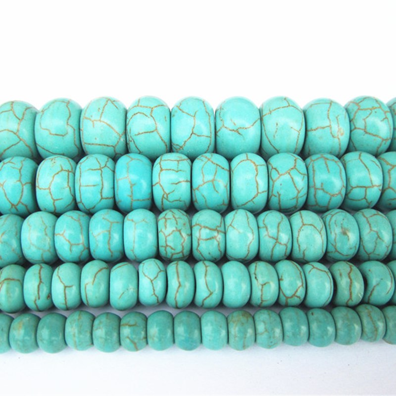 蓝松石算盘珠原矿算珠 无优化隔珠手工饰品佛珠鼓珠配饰diy手链