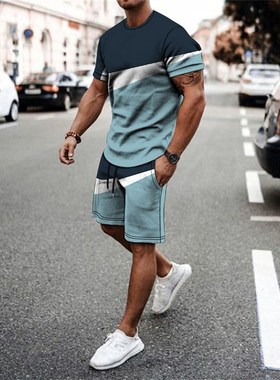 2022 New Summer Mens Suit Casual Beach Shorts Suit Sea View