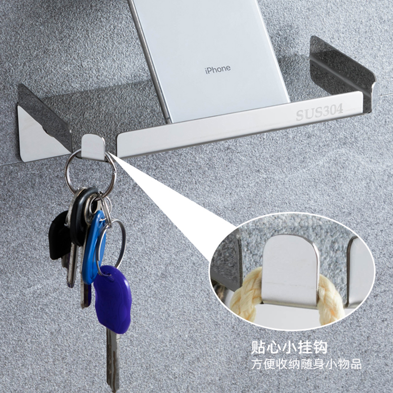 厕所手机架不锈钢公共卫生间放手机小置物架免打孔洗手间浴室托盘