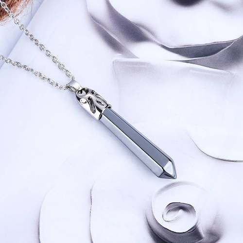 -Black Magnet Neckl New Magnet Hexagonal Pillar Neckl