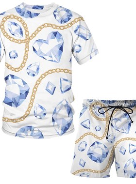 2022 New Fashion hot Shorts Iron chain 3D Summer T-Shirt Car