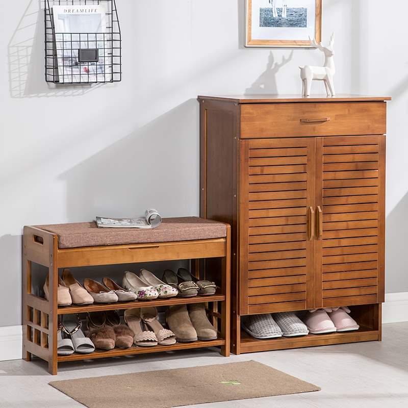 楠方印象 鞋柜鞋架多层简约现代实木玄关柜门厅柜 两门鞋柜 70软