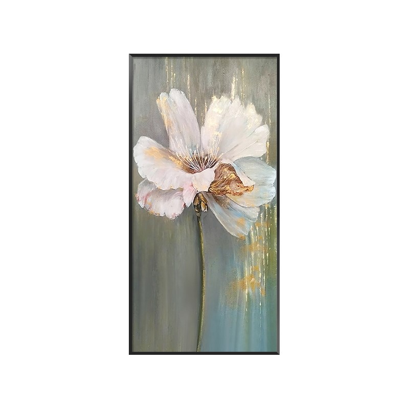 手绘芙蓉花卉油画正对大门玄关画装饰画美式走廊过道挂画入户壁画图片