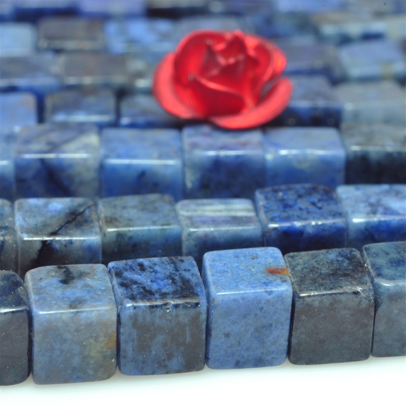 黑点蓝纹石天然散珠光面方块串珠子首饰手錬女项链耳环手串材料