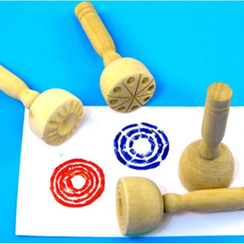 四款木头印章儿童美劳教具手工DIY手工制作材料橡皮泥造型捣模具