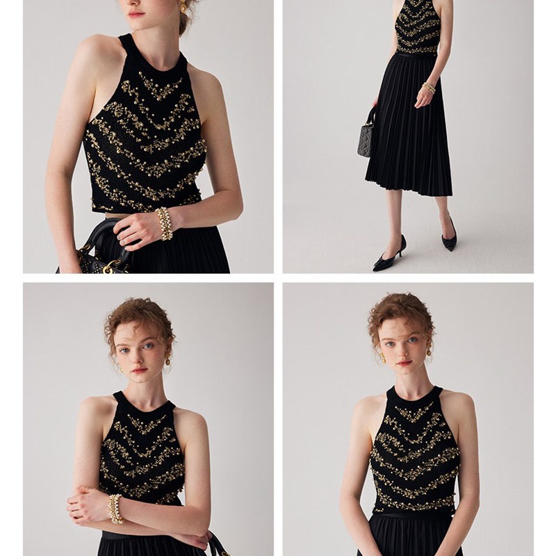 Spring Summer 2023 Sweater Vest Women Sexy Off-Shoulder Luxu