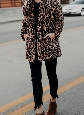 Autumn Leopard Faux Fur Coat Women Long Winter Coat Woman Wa