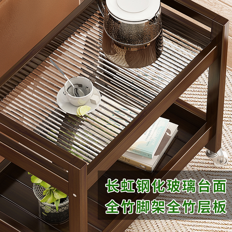 小推车置物架客厅边几落地家用多层茶水柜可移动茶杯具收纳置物架