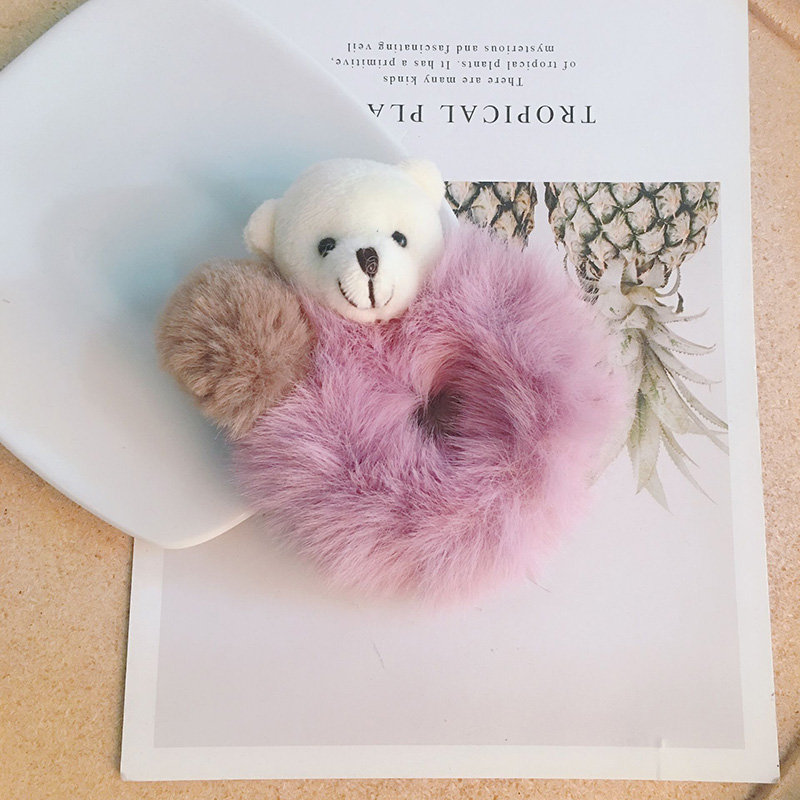 Oaoleer Cute Bear Furry Elastic Hair Bands Korean Lovely Col