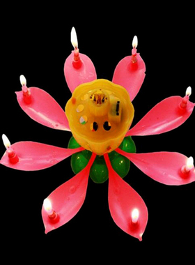 1pc DIY Party Cake Candle Musical Lotus Flower Happy Birthda
