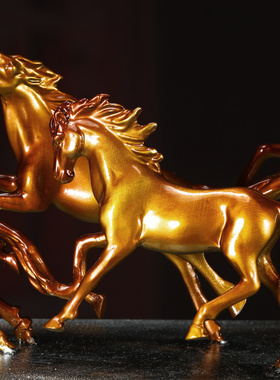 彩铜八骏马摆件新中式客厅玄关酒柜生肖马装饰品乔迁新居开业礼物