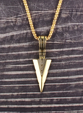 Mens Nordic Odin Myth Black Long Necklace with Arrow Pendan