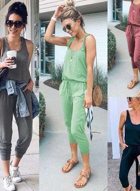 Summer fashion casual sexy suspenders halter womens jumpsui