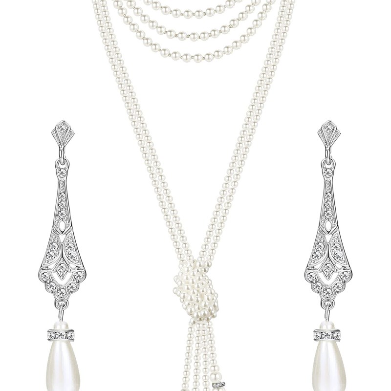 复古发带莱茵石头饰了不起的盖茨比gatsby舞会宴会项链羽毛头带