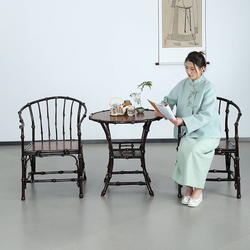好货筇竹家具中式茶几茶桌家用茶台束腰小圆桌明式小餐桌茶桌椅