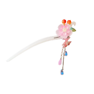 女童盘头发步摇流苏发簪儿童古风汉服钗子新中式流苏花朵头饰簪子