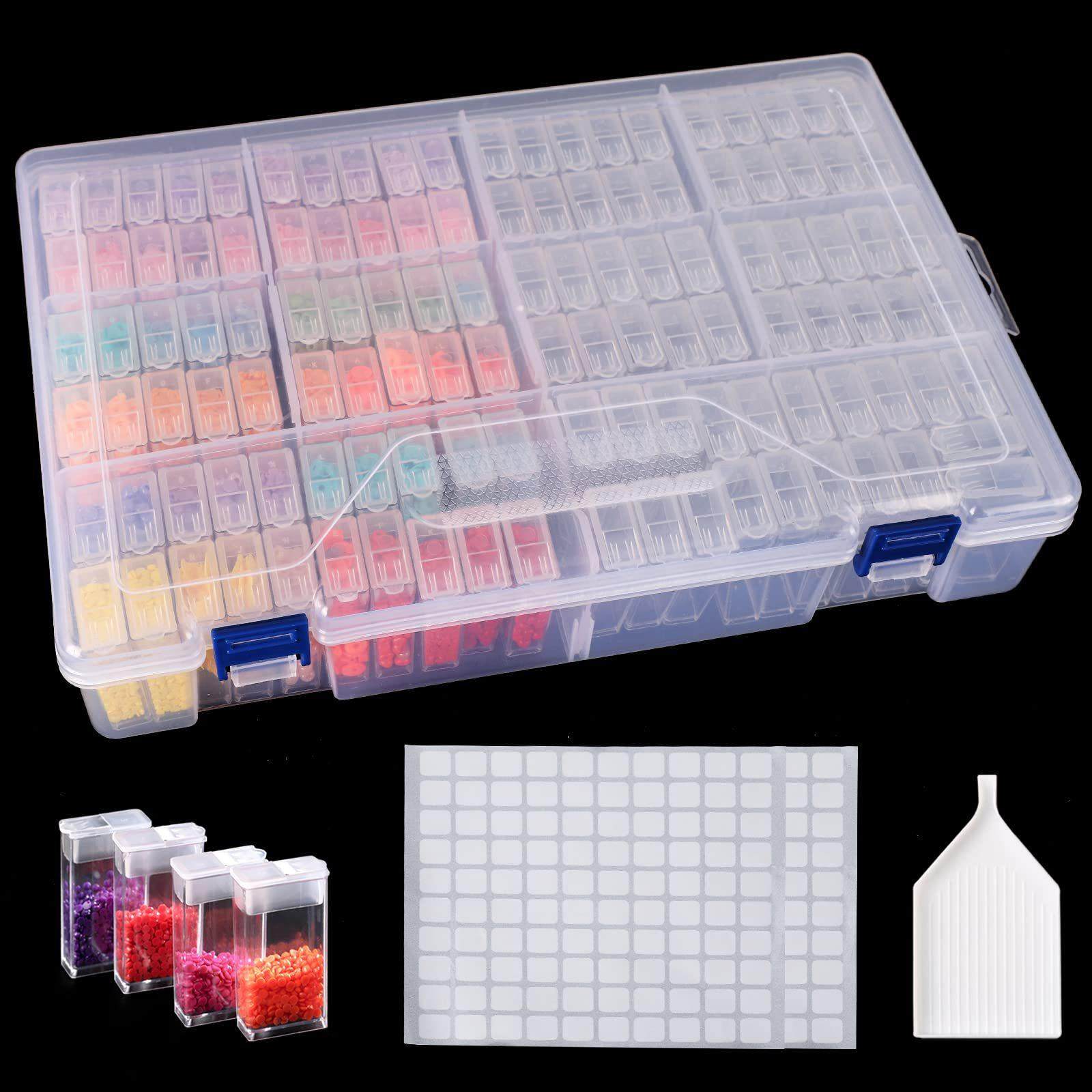 跨境热销64小方瓶美甲钻画工具收纳盒防尘迷你钻盒饰品珠子收纳盒