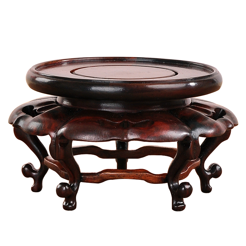 实木红木底座托架托盘花瓶盆景花盆茶壶香炉托架摆件佛像插花圆形