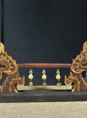 泰国木雕工艺品东南亚风格铃铛摆件创意家居桌面铜铃摆设玄关装饰