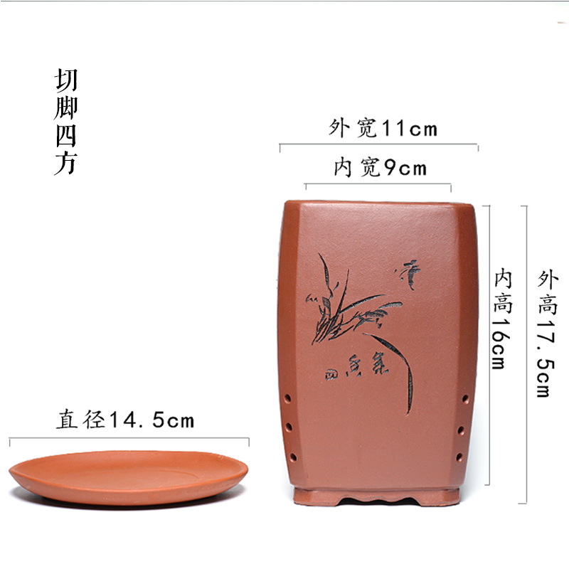 宇霏紫砂花盆手工六方脚盆盆景盆迷你紫砂花盆手工制作兰花盆