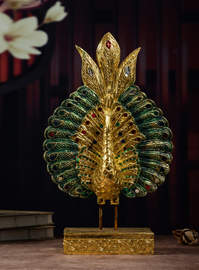 泰国孔雀开屏摆件东南亚风格玄关装饰电视柜摆件家居书房客厅摆设