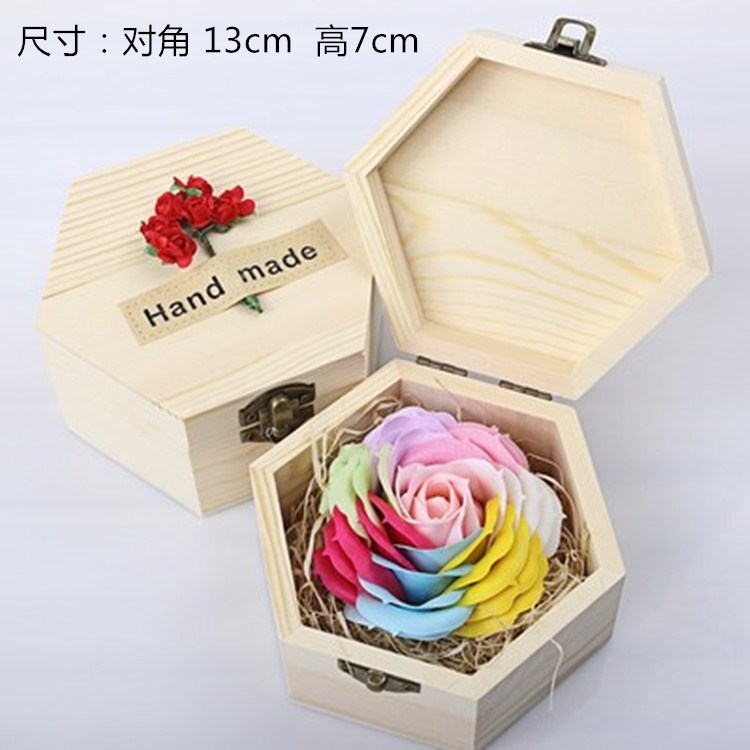 Wooden box rose soap flower gift box valentines day men
