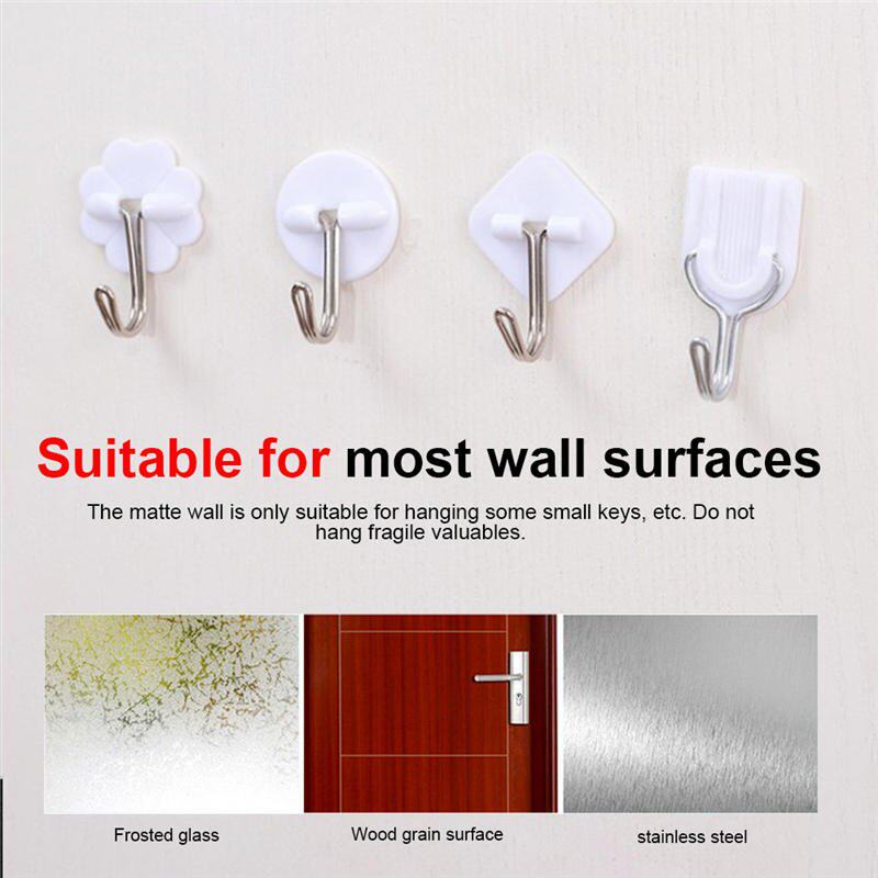 10PCs Strong Adhesive Wall Sticky Hooks 180 Degree Rotating