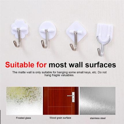 10PCs Strong Adhesive Wall Sticky Hooks 180 Degree Rotating