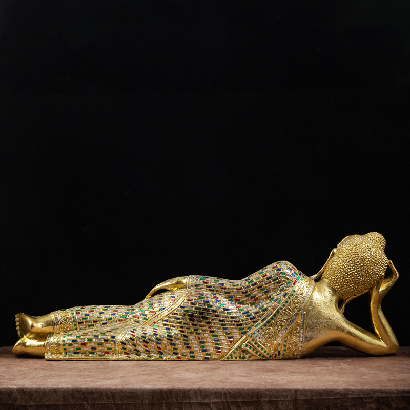 泰国木雕泰式睡佛卧佛摆设东南亚风格工艺品释迦牟尼佛像禅意摆件