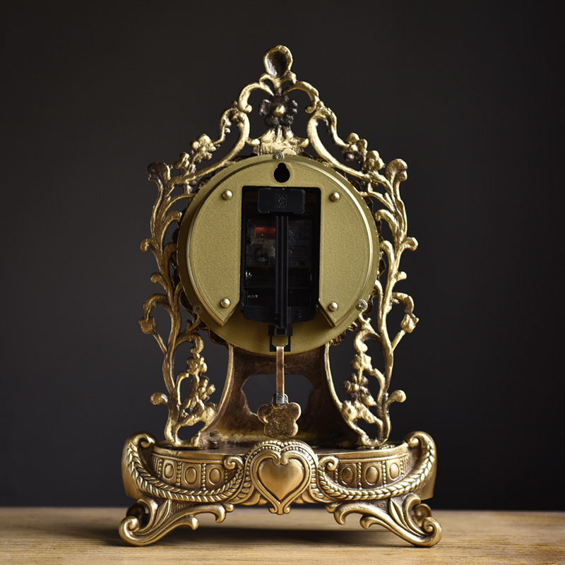 轻奢纯铜静音座钟欧式仿古钟表客厅创意时钟复古台钟全铜坐钟