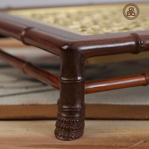 极速老挝大红酸枝竹节铜面茶盘红木功夫茶具复古送礼收藏中式实木