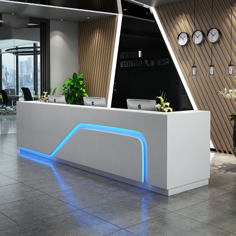 公司时尚烤漆前台接待台宾馆酒店大堂迎宾台吧台收银台异型定制