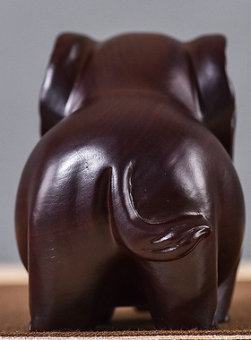 黑檀实木雕刻大象办公室书桌摆件红木创意工艺礼品摆饰商务送礼礼