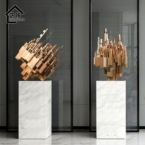 极速酒店大堂实木雕刻艺术装饰品售楼处大厅中式玄关客厅隔断雕塑