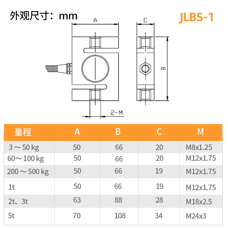 金诺JLBS型高精度称重感测器拉力压力测力重量测量方型配套XMT808