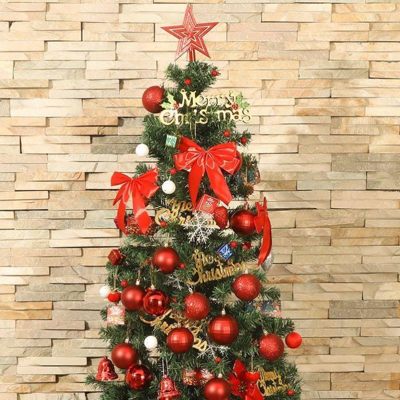 耶诞树银色新款小型落雪8cm.植绒雪房子店面发光加密1.8套餐橱窗3