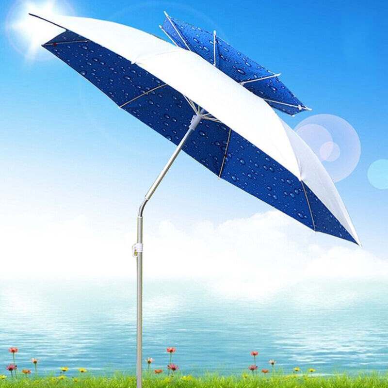 鲸伦NING万向钓鱼伞遮雨遮阳伞水珠色银胶牛津布轻便