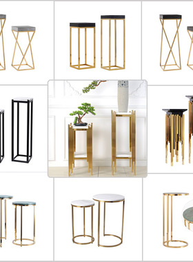 欧式玄关雕塑台现代轻奢边几花架样板房别墅电视柜旁落地现代摆件